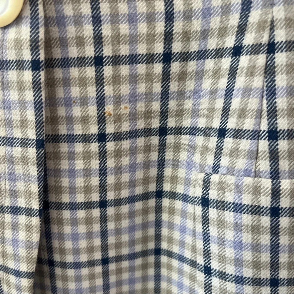 Vintage Alvin Bell Long Blazer Jacket Plaid Collarless Womens Size 10